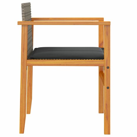 Tuinstoelen 2 st met kussens poly rattan en massief hout grijs 6