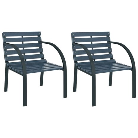 Tuinstoelen 2 st hout grijs 2