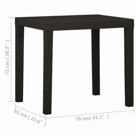 Tuintafel 79x65x72 cm kunststof antracietkleurig 5