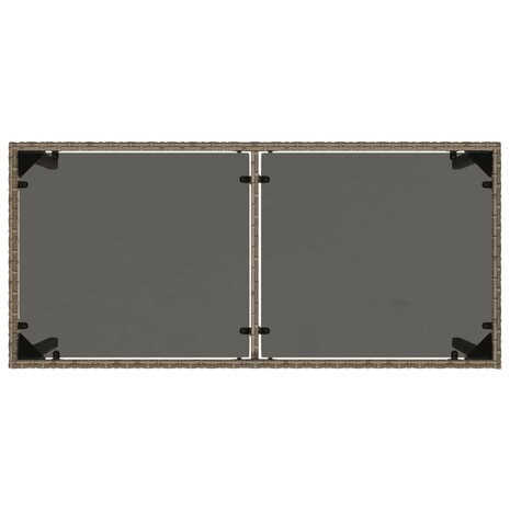 Tuintafel met glazen blad 115x54x74 cm poly rattan grijs 7
