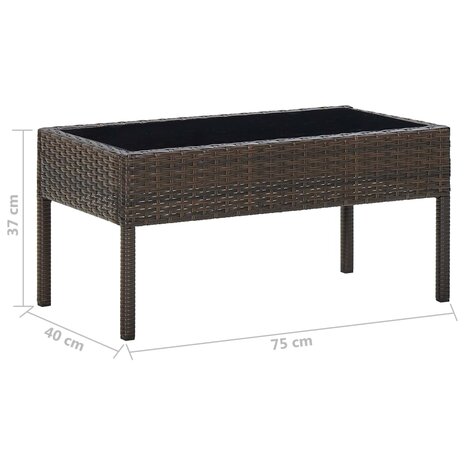 Tuintafel 75x40x37 cm poly rattan bruin 5