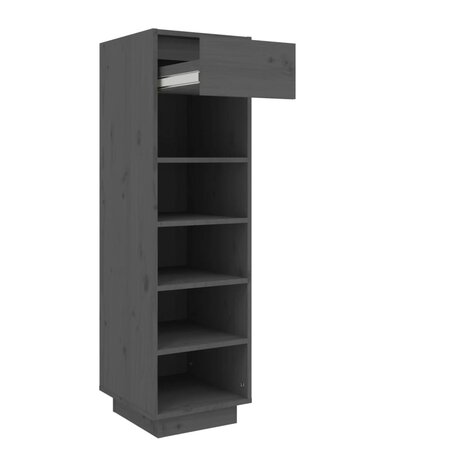 Schoenenkast 30x34x105 cm massief grenenhout grijs 5