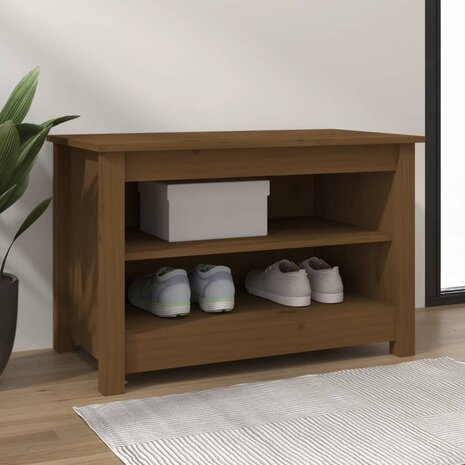 Schoenenkast 70x38x45,5 cm massief grenenhout honingbruin 1