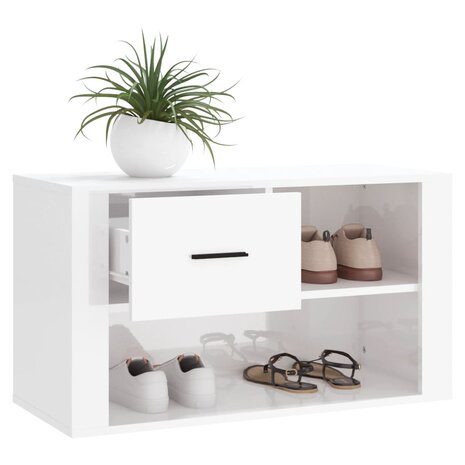Schoenenkast 80x35x45 cm bewerkt hout hoogglans wit 4