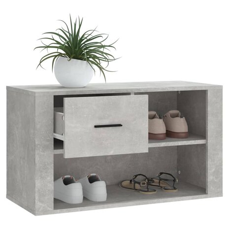 Schoenenkast 80x35x45 cm bewerkt hout betongrijs 4