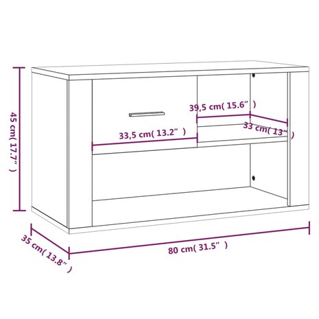 Schoenenkast 80x35x45 cm bewerkt hout betongrijs 9