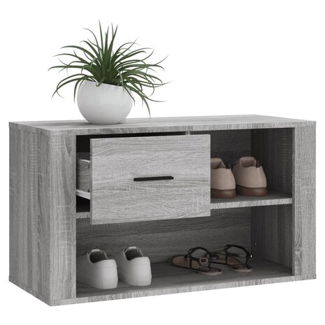Schoenenkast 80x35x45 cm bewerkt hout grijs sonoma 4