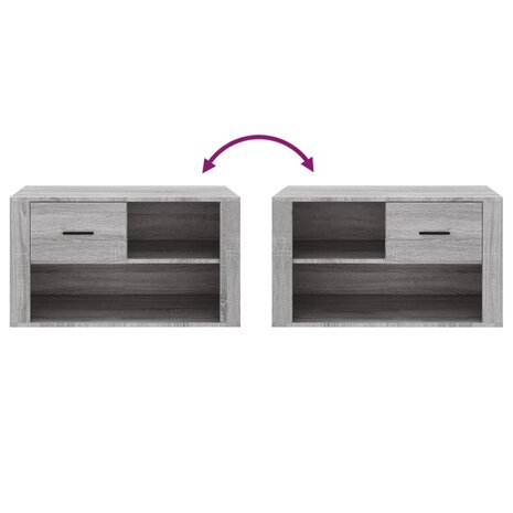 Schoenenkast 80x35x45 cm bewerkt hout grijs sonoma 7