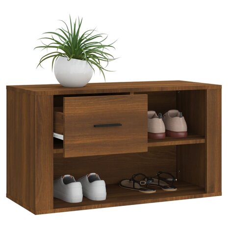 Schoenenkast 80x35x45 cm bewerkt hout bruin eikenkleur 4
