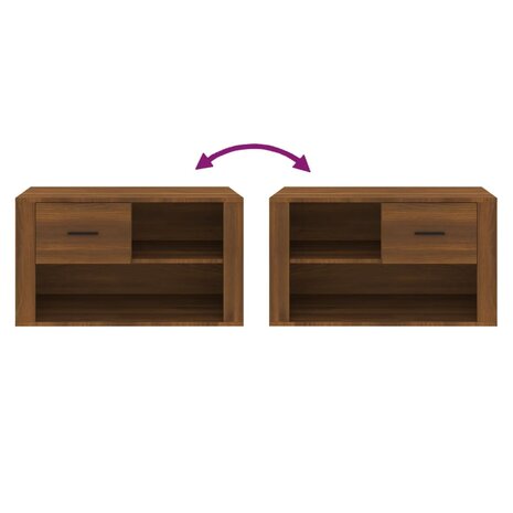 Schoenenkast 80x35x45 cm bewerkt hout bruin eikenkleur 7