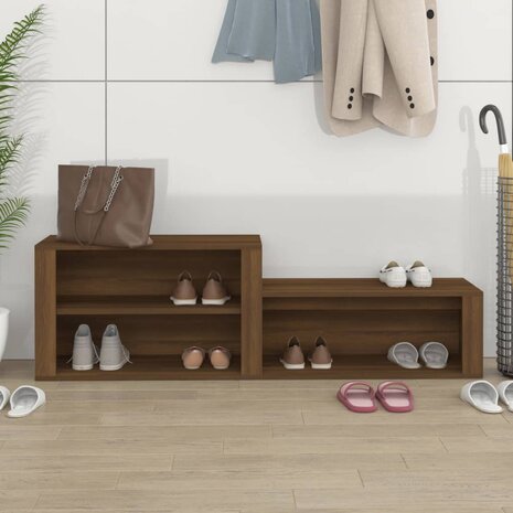 Schoenenkast 150x35x45 cm bewerkt hout bruin eikenkleur 3