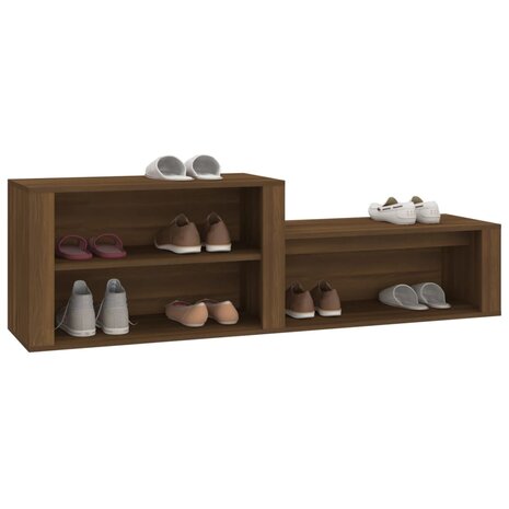Schoenenkast 150x35x45 cm bewerkt hout bruin eikenkleur 4