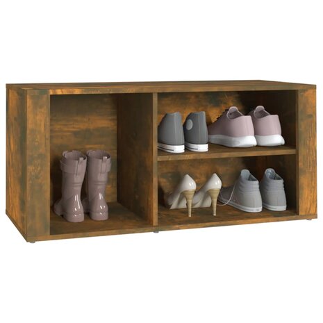 Schoenenkast 100x35x45 cm bewerkt hout gerookt eikenkleurig 4