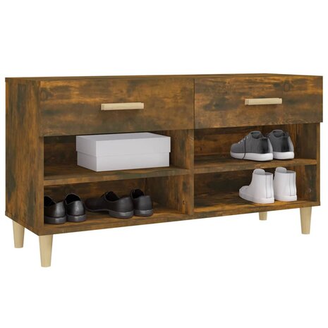 Schoenenkast 102x35x55 cm bewerkt hout gerookt eikenkleurig 4