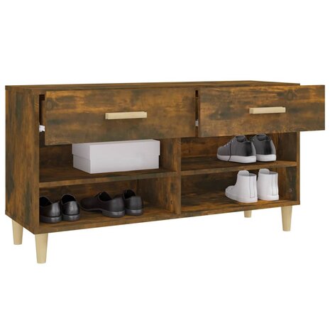 Schoenenkast 102x35x55 cm bewerkt hout gerookt eikenkleurig 5