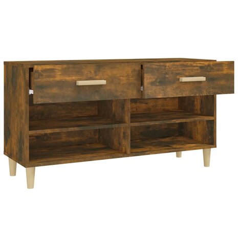 Schoenenkast 102x35x55 cm bewerkt hout gerookt eikenkleurig 7