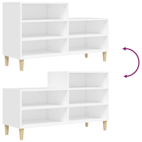 Schoenenkast 102x36x60 cm bewerkt hout wit 7