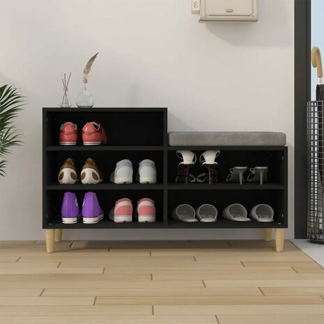 Schoenenkast 102x36x60 cm bewerkt hout zwart 3