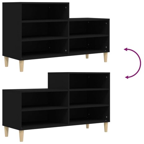 Schoenenkast 102x36x60 cm bewerkt hout zwart 7