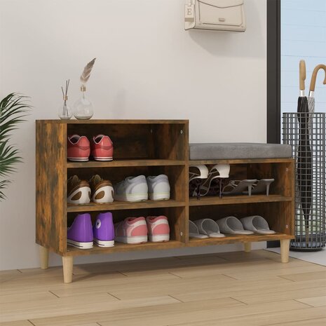 Schoenenkast 102x36x60 cm bewerkt hout gerookt eikenkleurig 1