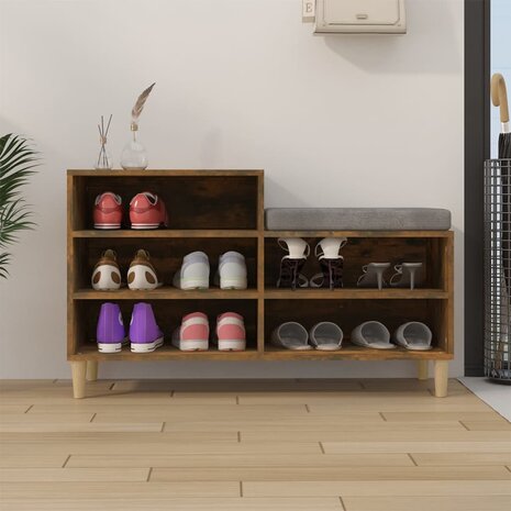 Schoenenkast 102x36x60 cm bewerkt hout gerookt eikenkleurig 3