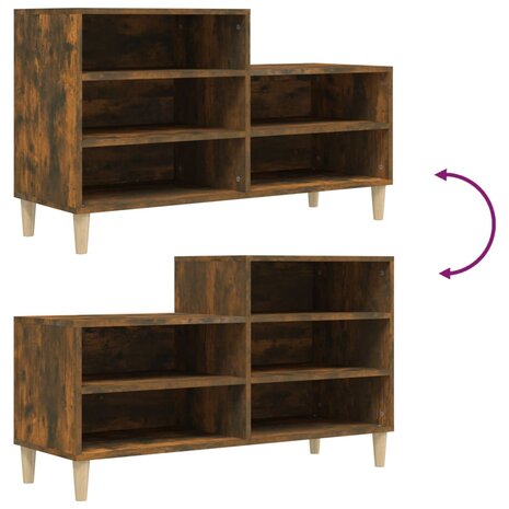 Schoenenkast 102x36x60 cm bewerkt hout gerookt eikenkleurig 7