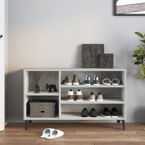 Schoenenkast 102x36x60 cm bewerkt hout betongrijs 3