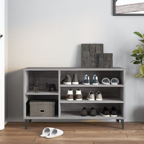Schoenenkast 102x36x60 cm bewerkt hout sonoma grijs 3