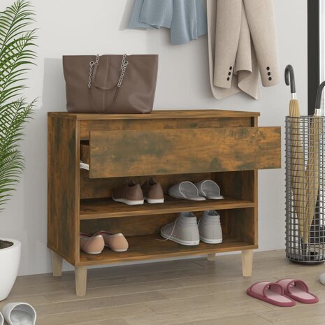 Schoenenkast 70x36x60 cm bewerkt hout gerookt eikenkleurig 3