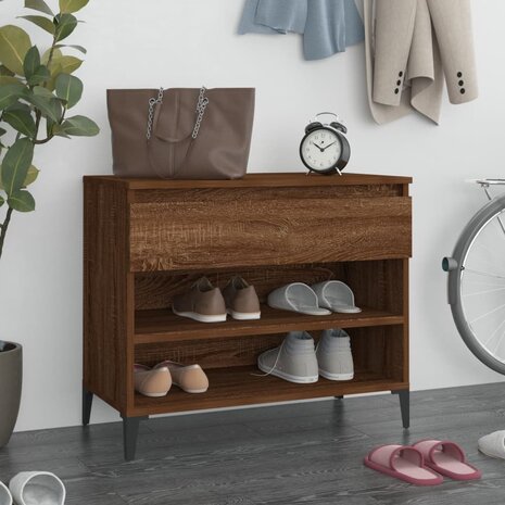 Schoenenkast 70x36x60 cm bewerkt hout gerookt eikenkleurig 1