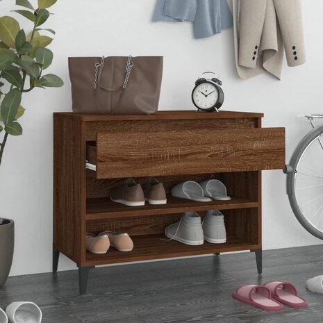 Schoenenkast 70x36x60 cm bewerkt hout gerookt eikenkleurig 3