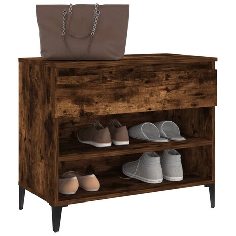 Schoenenkast 70x36x60 cm bewerkt hout gerookt eikenkleurig 4