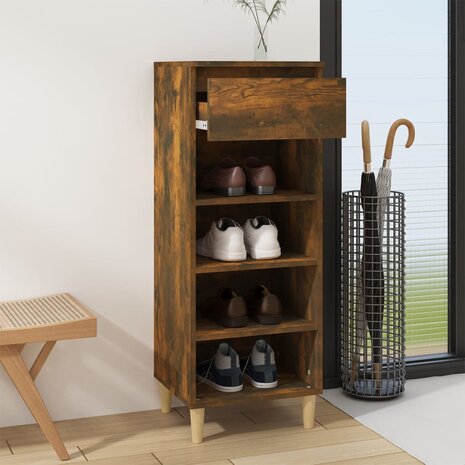 Schoenenkast 40x36x105 cm bewerkt hout gerookt eikenkleurig 6