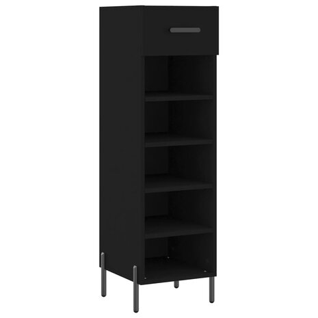 Schoenenkast 30x35x105 cm bewerkt hout zwart 2