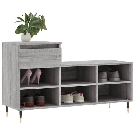 Schoenenkast 102x36x60 cm bewerkt hout sonoma grijs 3