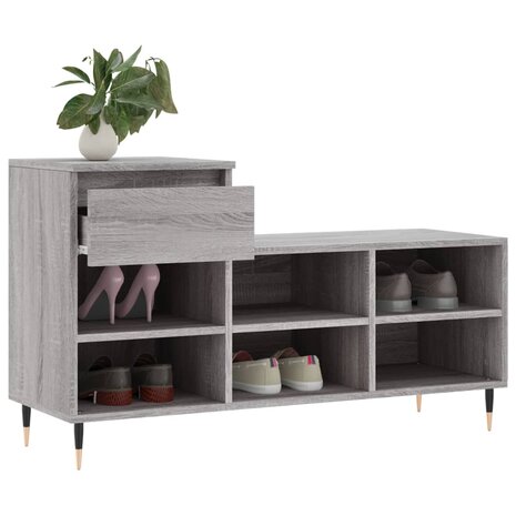 Schoenenkast 102x36x60 cm bewerkt hout sonoma grijs 4