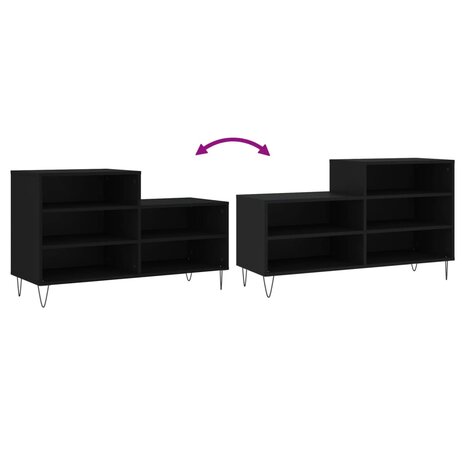 Schoenenkast 102x36x60 cm bewerkt hout zwart 7