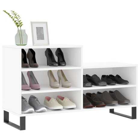 Schoenenkast 102x36x60 cm bewerkt hout wit 3