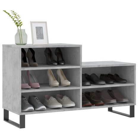 Schoenenkast 102x36x60 cm bewerkt hout betongrijs 3