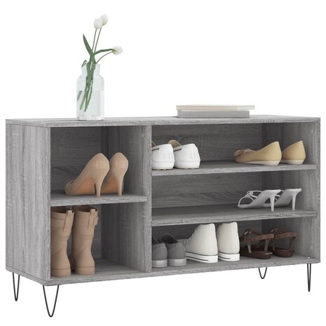 Schoenenkast 102x36x60 cm bewerkt hout sonoma grijs 3