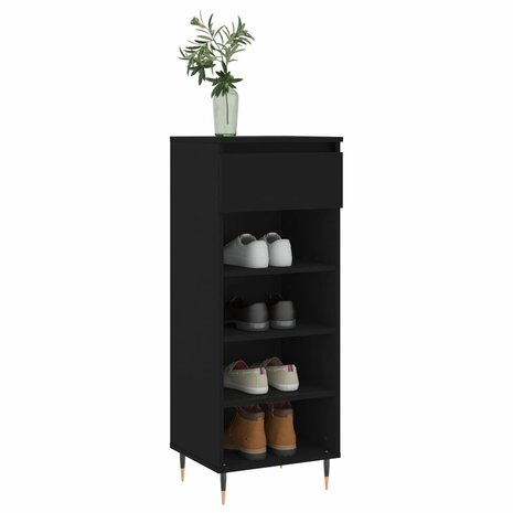 Schoenenkast 40x36x105 cm bewerkt hout zwart 3