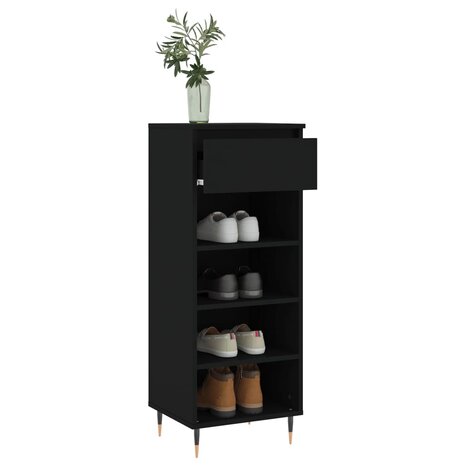 Schoenenkast 40x36x105 cm bewerkt hout zwart 4