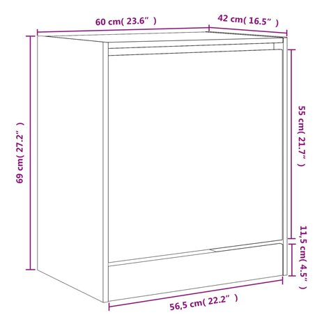 Schoenenkast 60x42x69 cm bewerkt hout sonoma eikenkleurig 9
