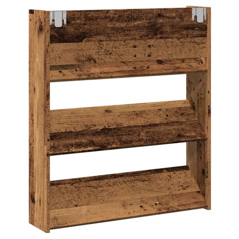 Wandschoenenkast 80x18x90 cm bewerkt hout oud houtkleurig 6