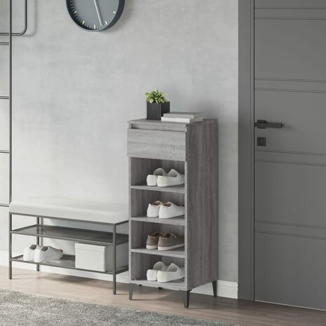 Schoenenrek 40x36x105 cm bewerkt hout grijs sonoma eikenkleurig 1