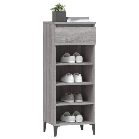 Schoenenrek 40x36x105 cm bewerkt hout grijs sonoma eikenkleurig 4