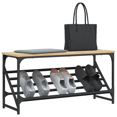 Schoenenrek 90x30x45 cm bewerkt hout sonoma eikenkleurig 3