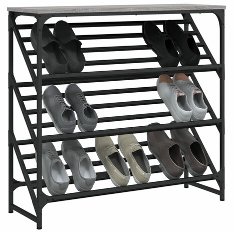 Schoenenrek 90x30x85 cm bewerkt hout grijs sonoma 3