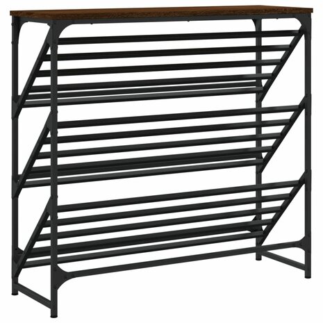 Schoenenrek 90x30x85 cm bewerkt hout bruin eikenkleur 6