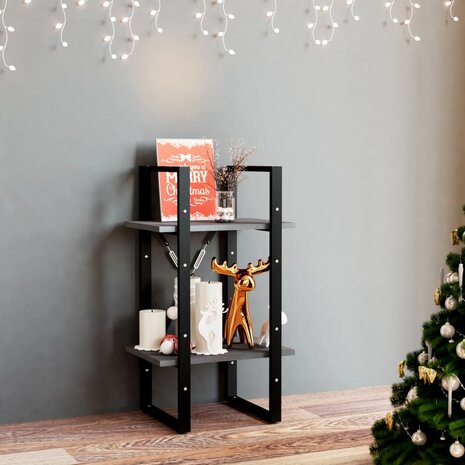 Boekenkast met 2 schappen 40x30x70 cm massief grenenhout grijs 1